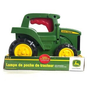 John Deere Kids Tractor Flashlight Auto Shutoff Free Rolling Wheels 6 In Tall